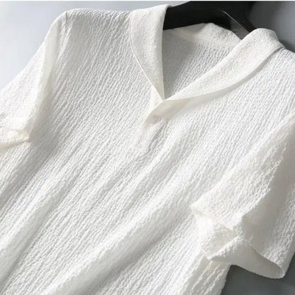 Textured Relaxed Collar Lounge Set