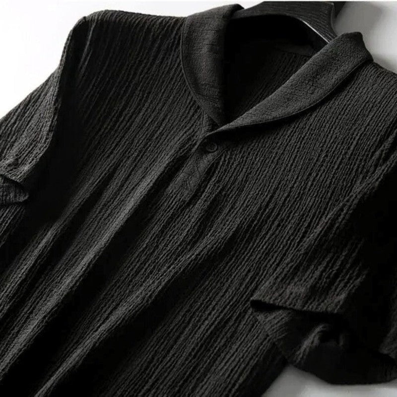Textured Relaxed Collar Lounge Set