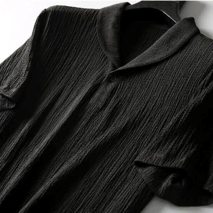 Textured Relaxed Collar Lounge Set