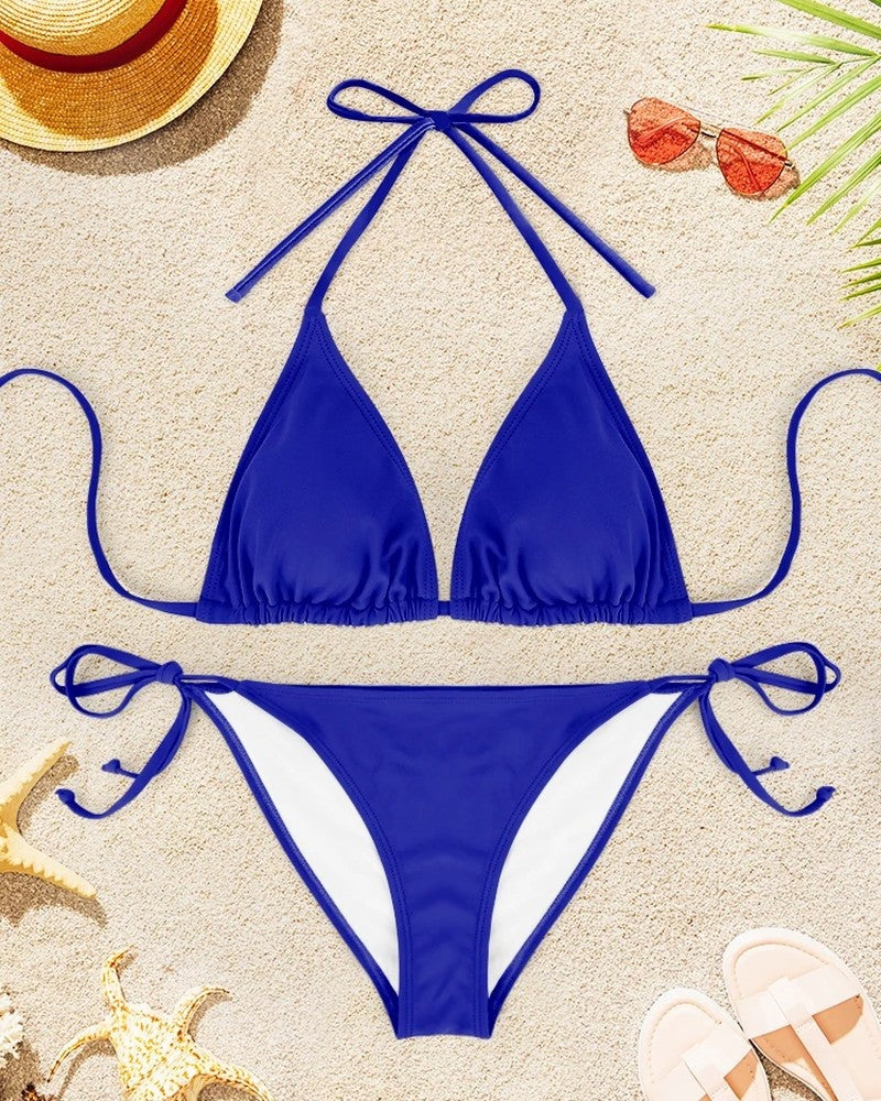 Triangle Tie-Back Adjustable Bikini Swimsuit
