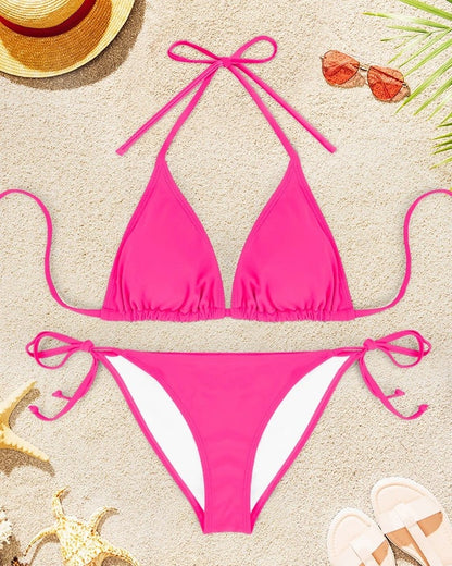 Triangle Tie-Back Adjustable Bikini Swimsuit