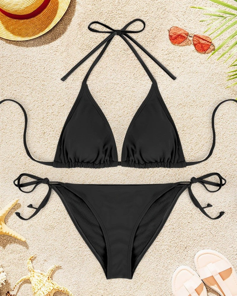 Triangle Tie-Back Adjustable Bikini Swimsuit