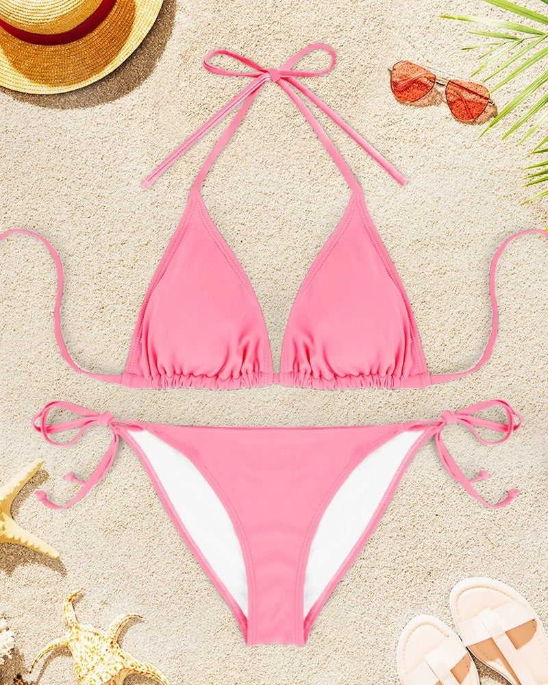 Triangle Tie-Back Adjustable Bikini Swimsuit