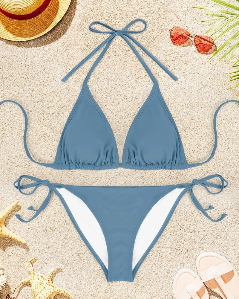 Triangle Tie-Back Adjustable Bikini Swimsuit
