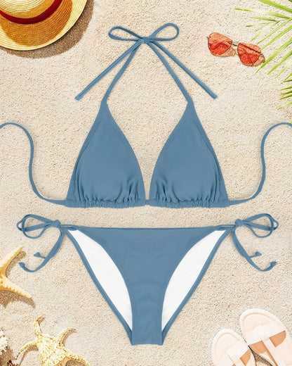 Triangle Tie-Back Adjustable Bikini Swimsuit