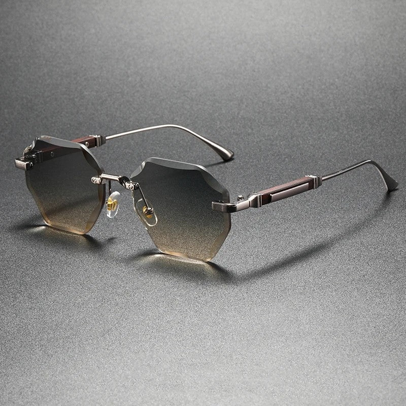 Valtren Geometric Rimless Metal Sunglasses