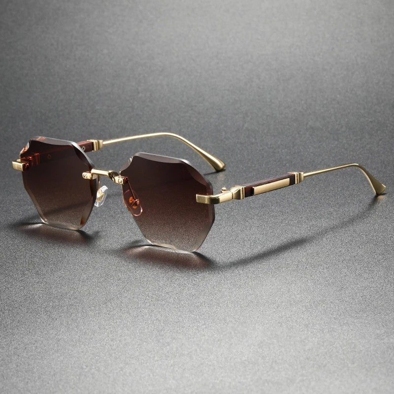 Valtren Geometric Rimless Metal Sunglasses