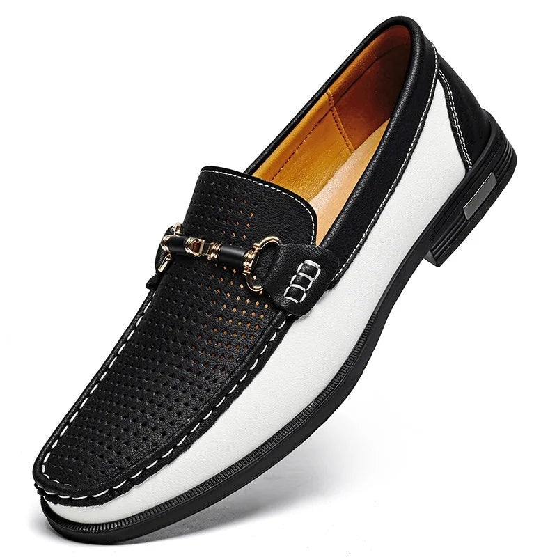 Vandoro Perforated Horsebit Leather Loafer