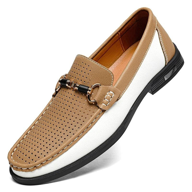 Vandoro Perforated Horsebit Leather Loafer