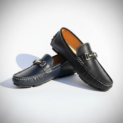 Vardio Pebbled Metal Bit Loafers