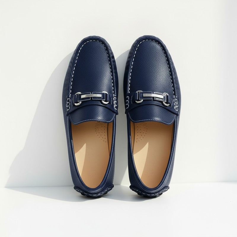 Vardio Pebbled Metal Bit Loafers