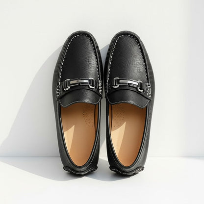 Vardio Pebbled Metal Bit Loafers