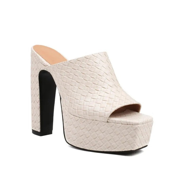 Varelle Woven Platform Block Heel Mule