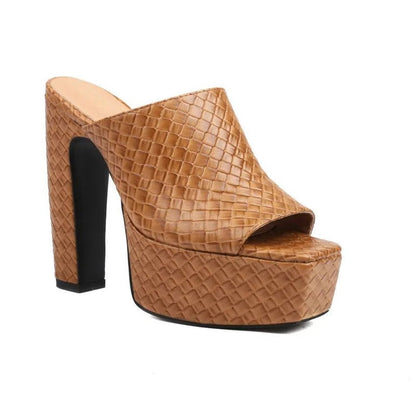 Varelle Woven Platform Block Heel Mule