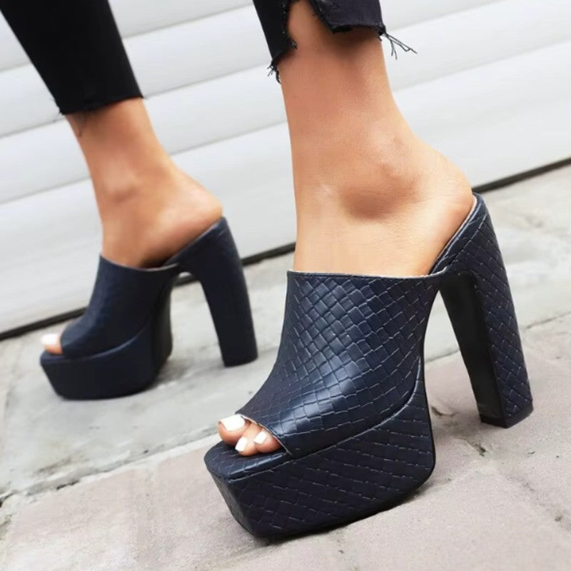 Varelle Woven Platform Block Heel Mule