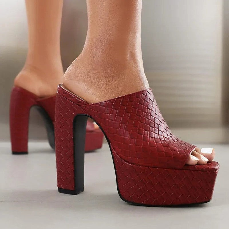 Varelle Woven Platform Block Heel Mule