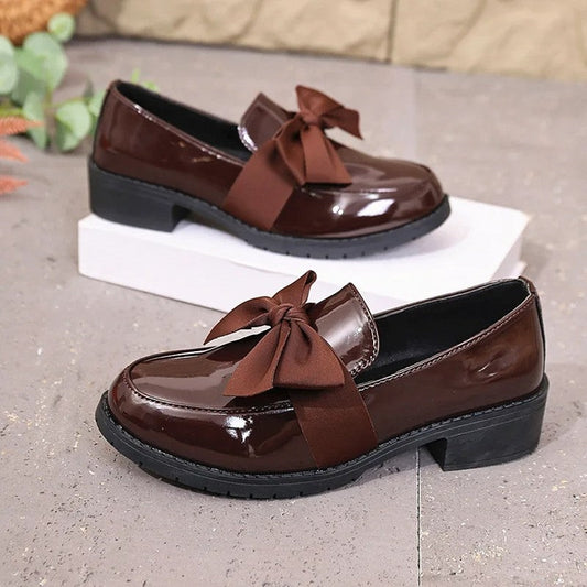Varelli Bow Detail Patent Loafers