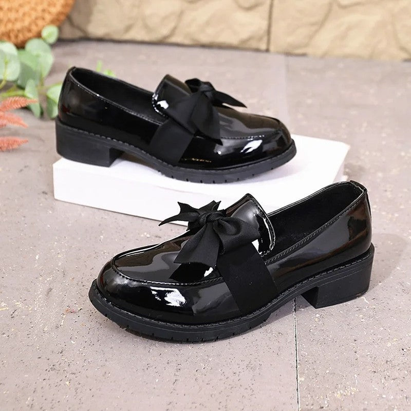 Varelli Bow Detail Patent Loafers