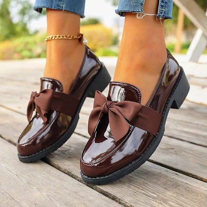 Varelli Bow Detail Patent Loafers