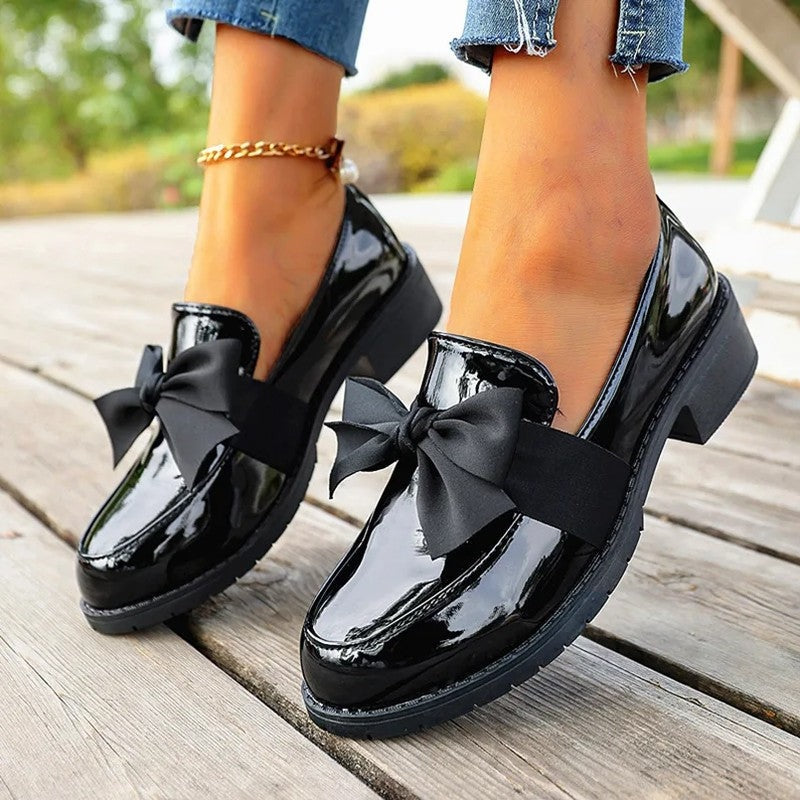 Varelli Bow Detail Patent Loafers