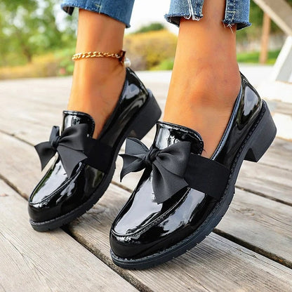 Varelli Bow Detail Patent Loafers
