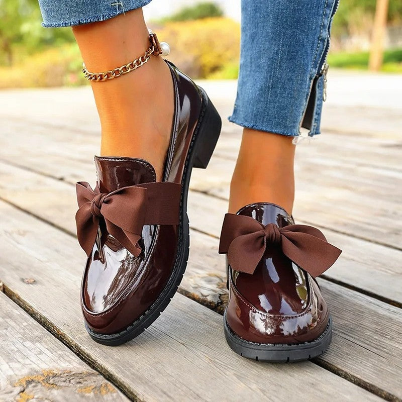 Varelli Bow Detail Patent Loafers