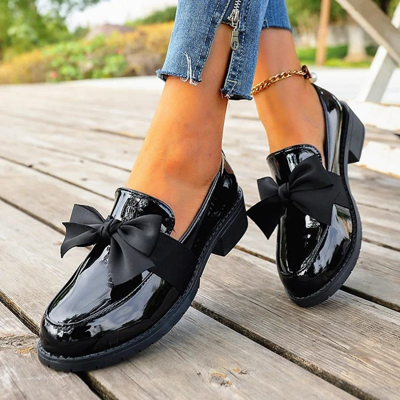 Varelli Bow Detail Patent Loafers