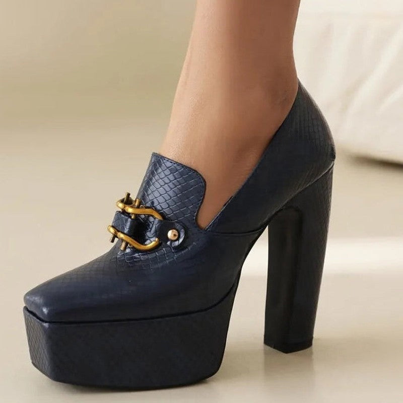Vernari Platform Block Heel Loafers