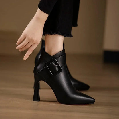Verone Buckle Pointed Toe Ankle Boot