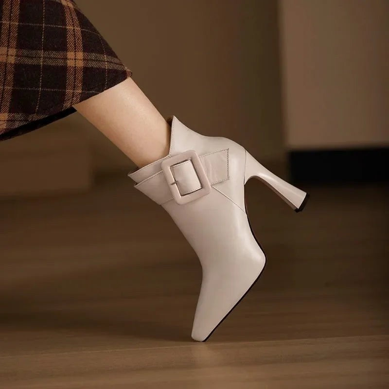Verone Buckle Pointed Toe Ankle Boot