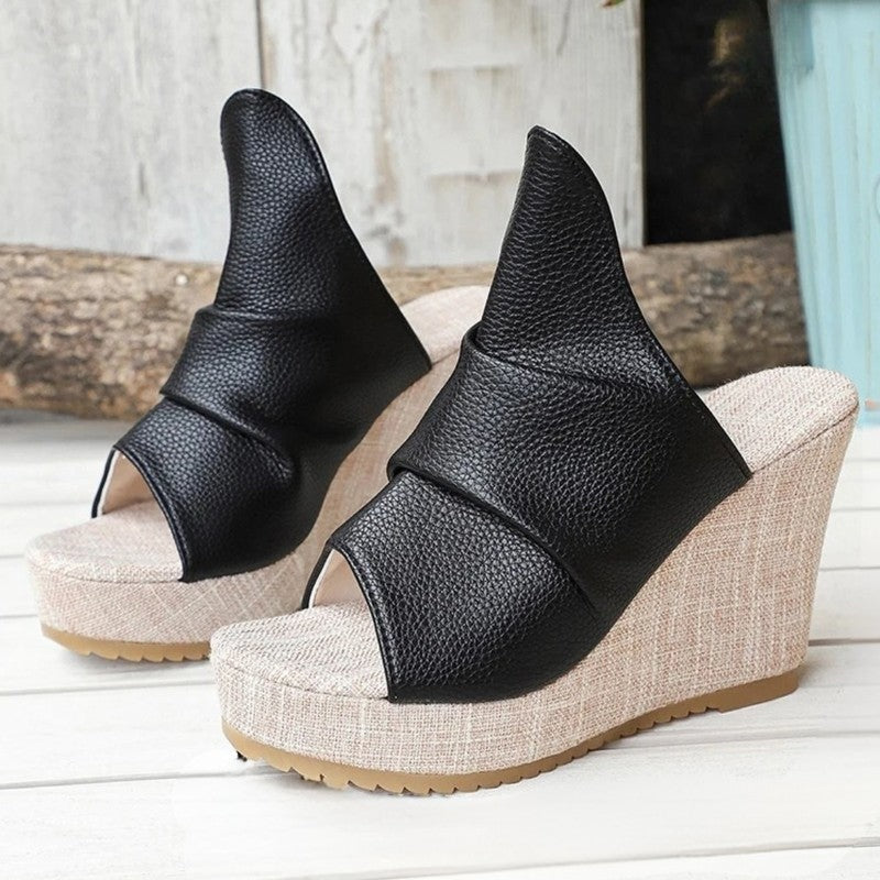 Vesari Sculpted Platform Wedge Sandals