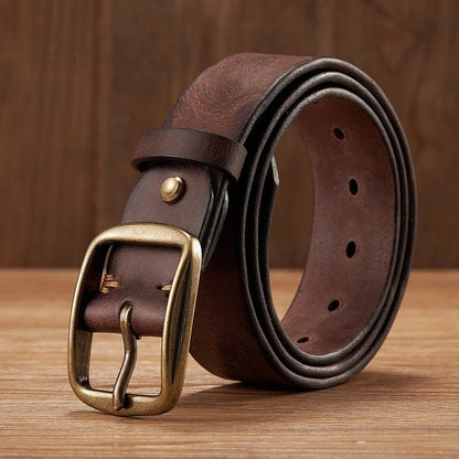 Vintage Solid Leather Dress Belt