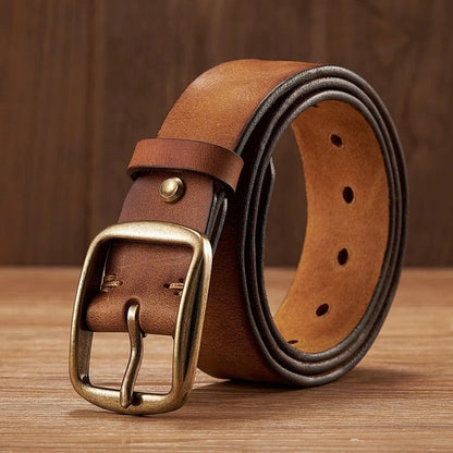 Vintage Solid Leather Dress Belt