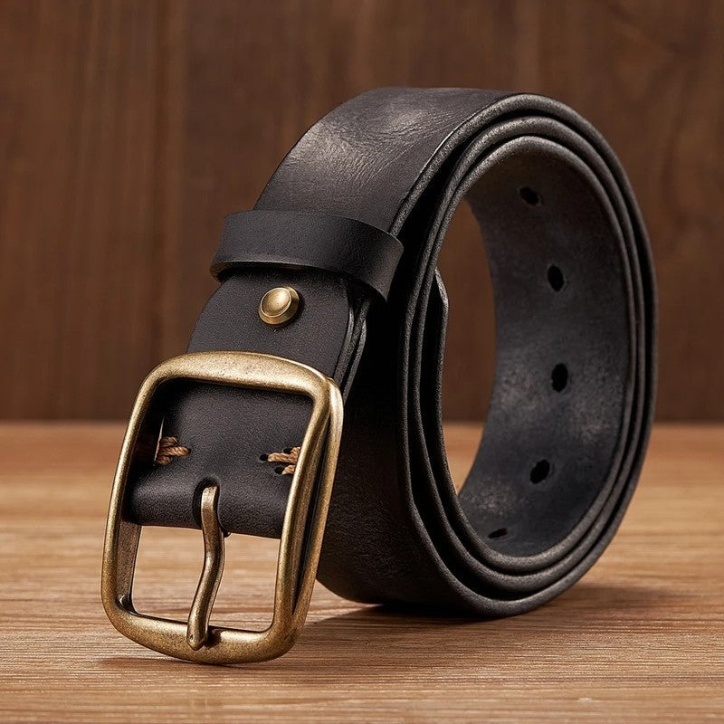 Vintage Solid Leather Dress Belt