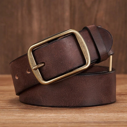 Vintage Solid Leather Dress Belt