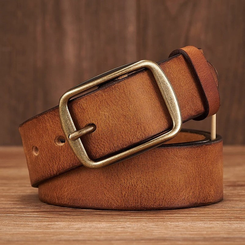 Vintage Solid Leather Dress Belt