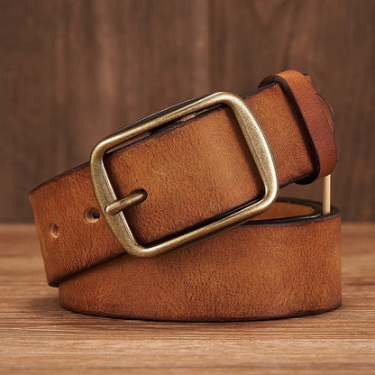 Vintage Solid Leather Dress Belt