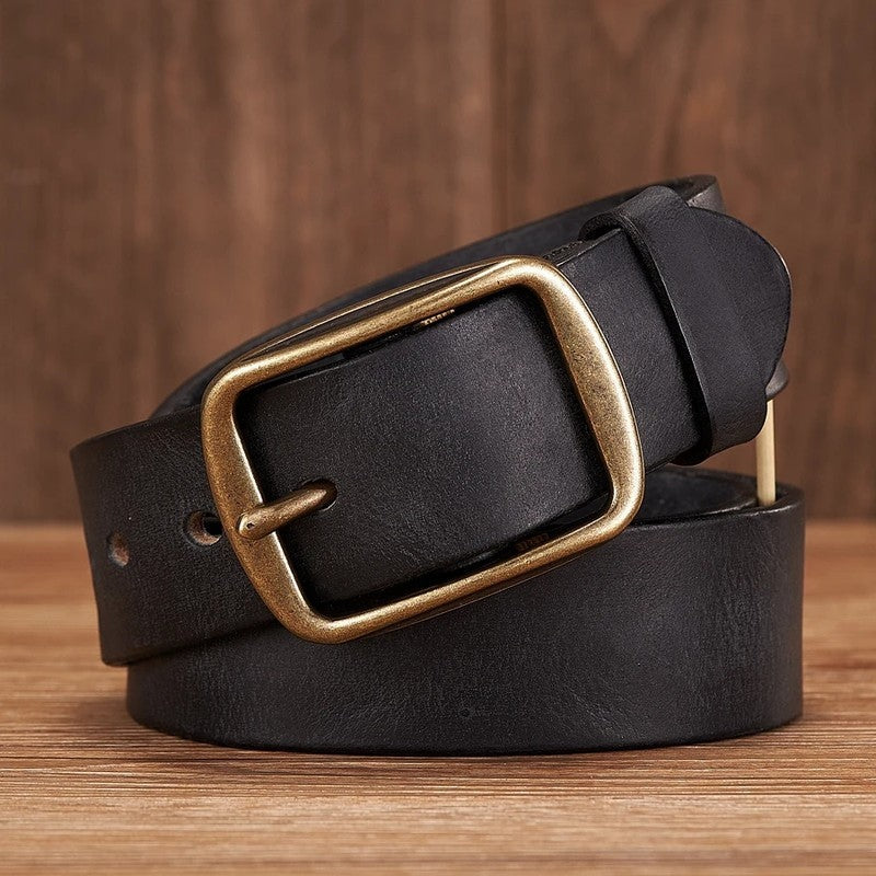 Vintage Solid Leather Dress Belt