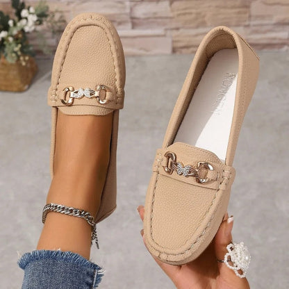 Vionix Elegant Chain Accent Loafer Flats