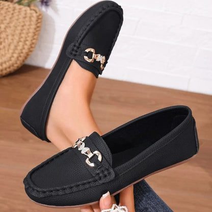 Vionix Elegant Chain Accent Loafer Flats