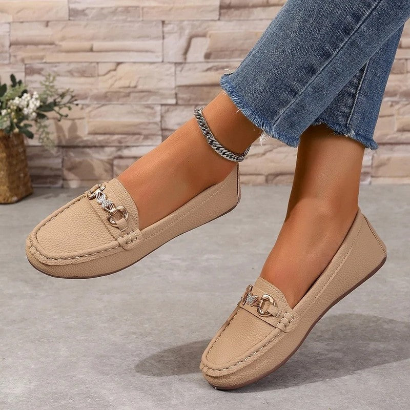 Vionix Elegant Chain Accent Loafer Flats