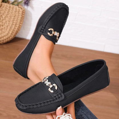 Vionix Elegant Chain Accent Loafer Flats