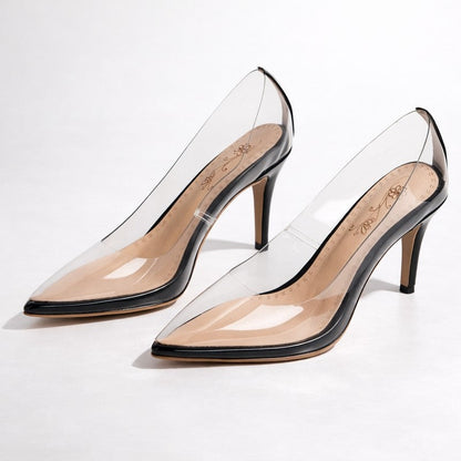 Virelle Clear Pointed Toe Stiletto Heel Pump