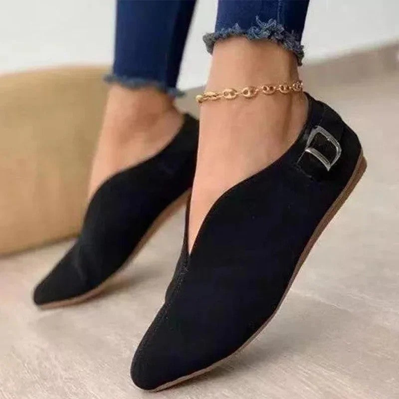 Virelli Asymmetric Buckle Flat Shoes