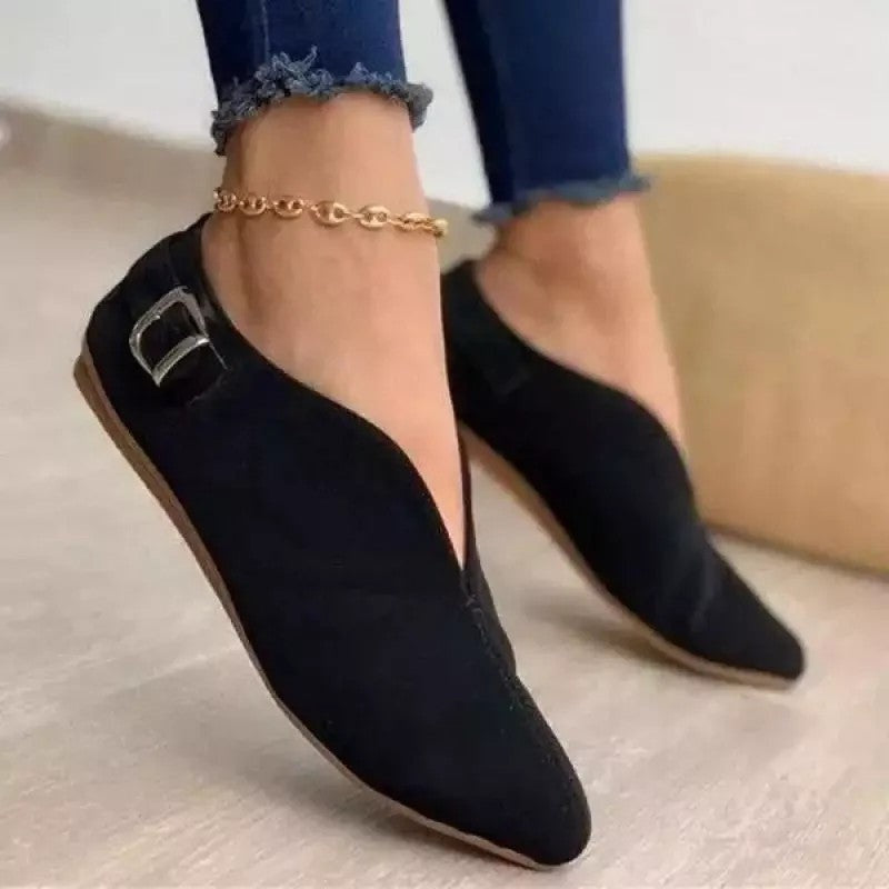 Virelli Asymmetric Buckle Flat Shoes