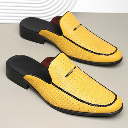 Vistaro Perforated Slip-On Mule Loafers