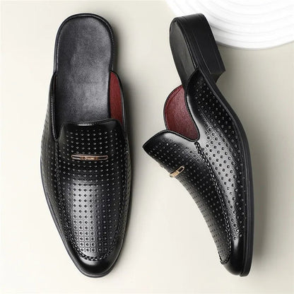 Vistaro Perforated Slip-On Mule Loafers