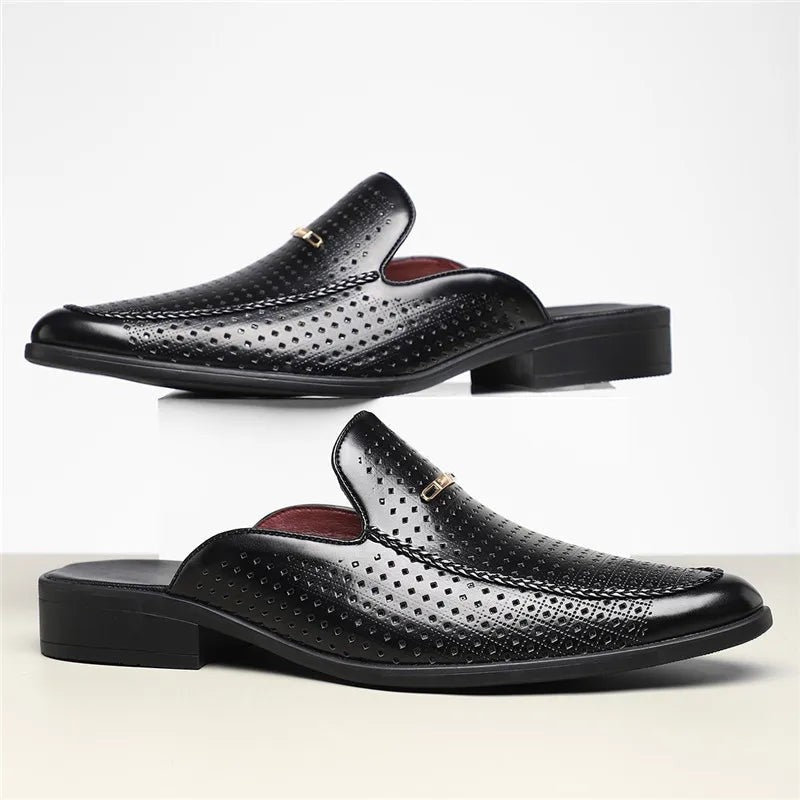 Vistaro Perforated Slip-On Mule Loafers