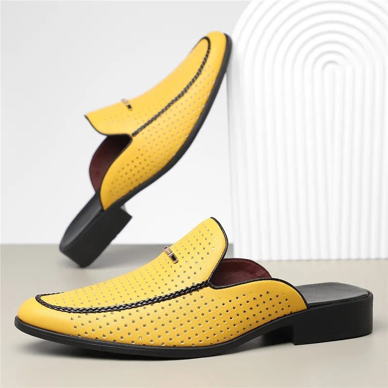 Vistaro Perforated Slip-On Mule Loafers