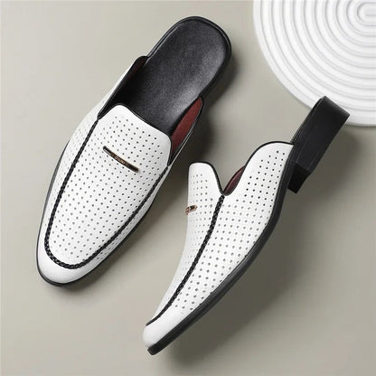 Vistaro Perforated Slip-On Mule Loafers